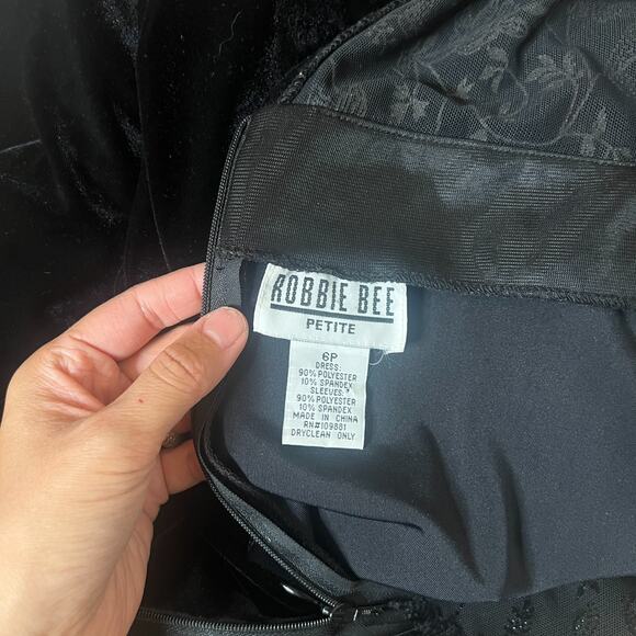 Vtg 90s Robbie Bee Velvet Maxi Dress Floral Mesh Sparkle Witchy Goth Wednesday - Picture 7 of 10